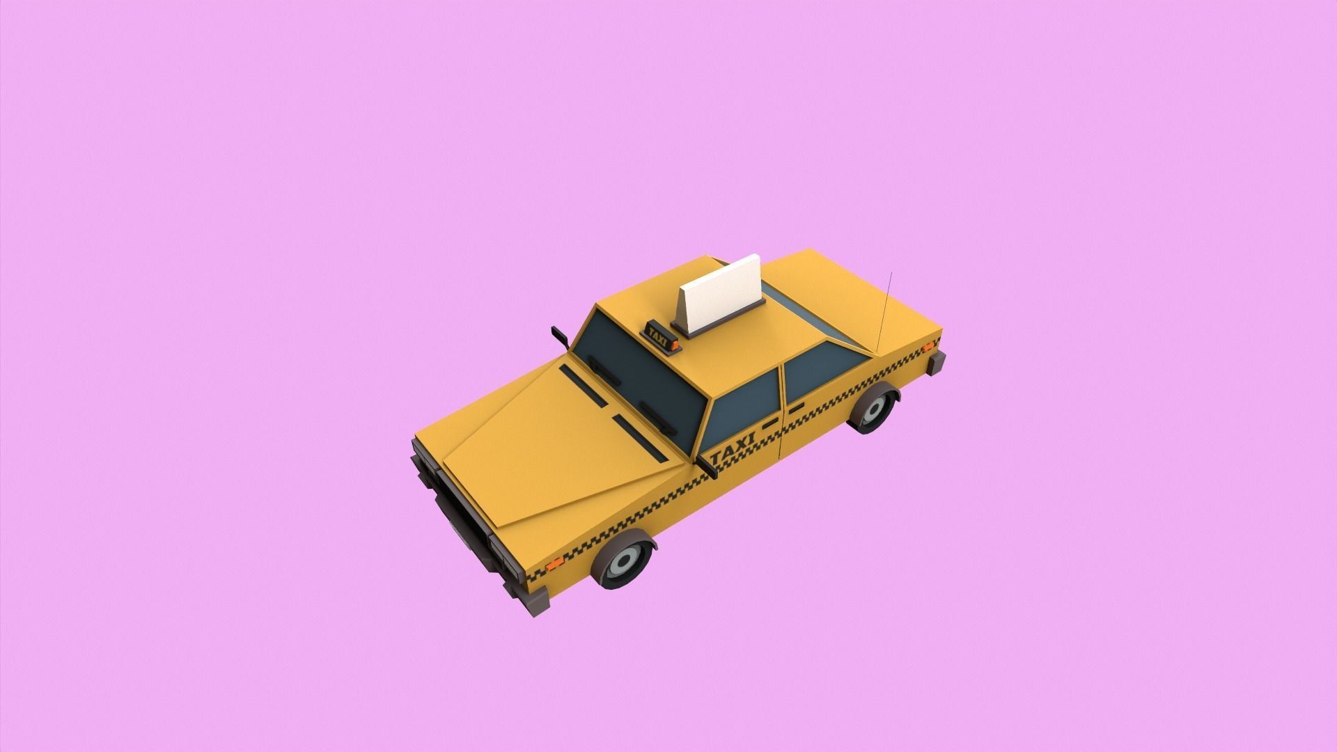 Lowpoly Taxi  Low-poly 3D model_3