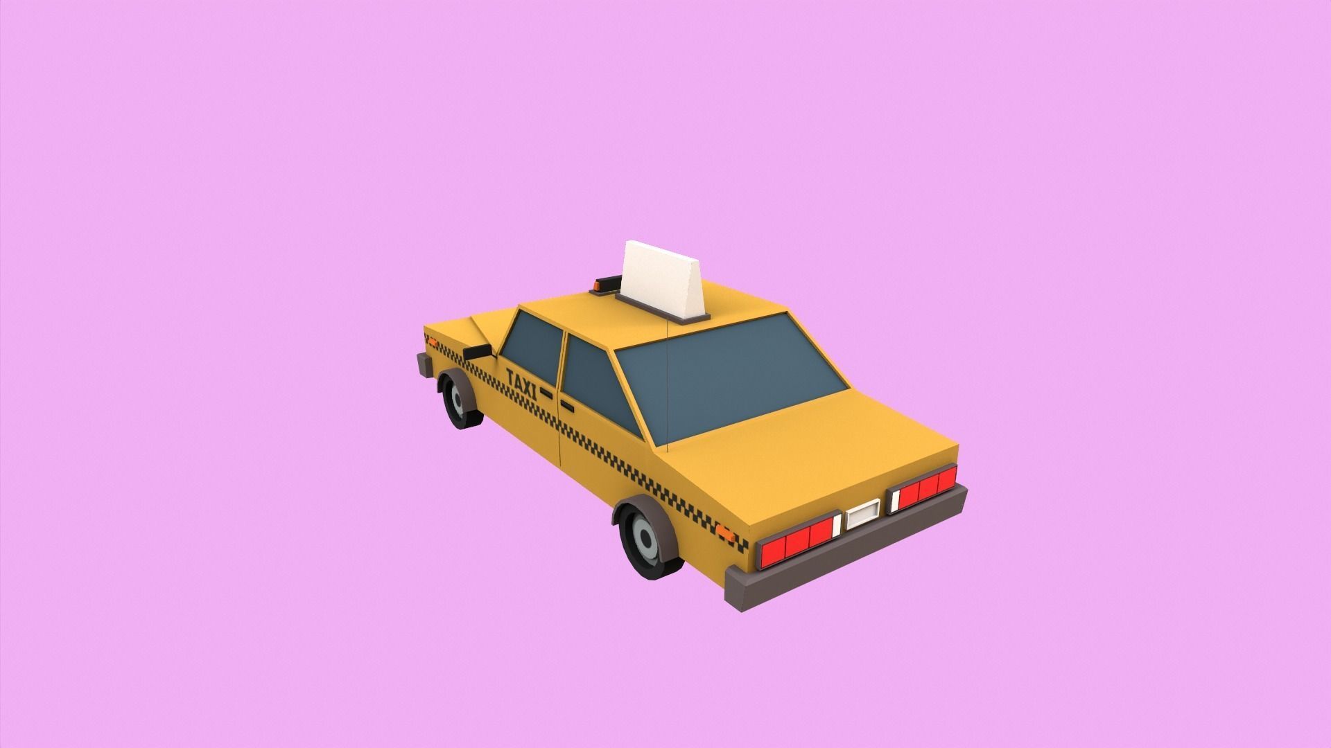 Lowpoly Taxi  Low-poly 3D model_2