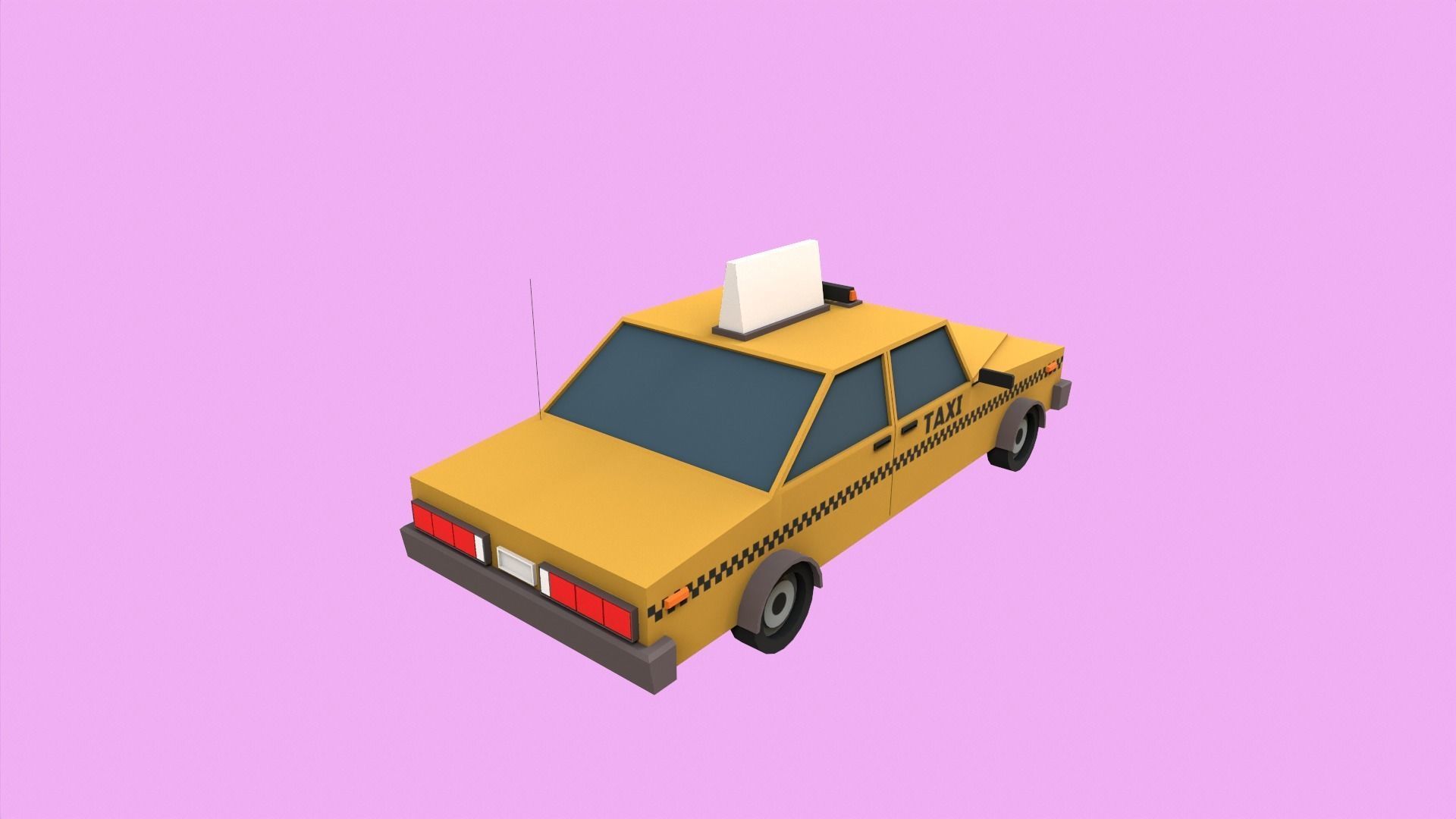 Lowpoly Taxi  Low-poly 3D model_1
