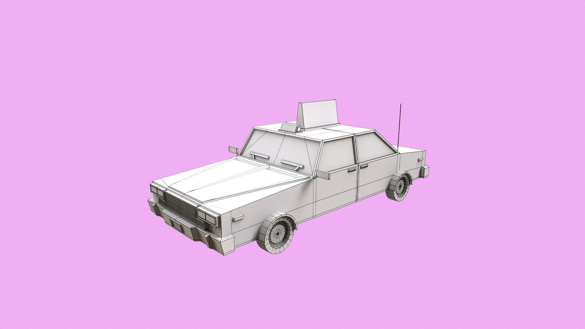 Lowpoly Taxi  Low-poly 3D model_4