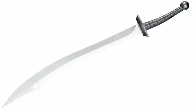 Curved sword 16 Low-poly 3D model