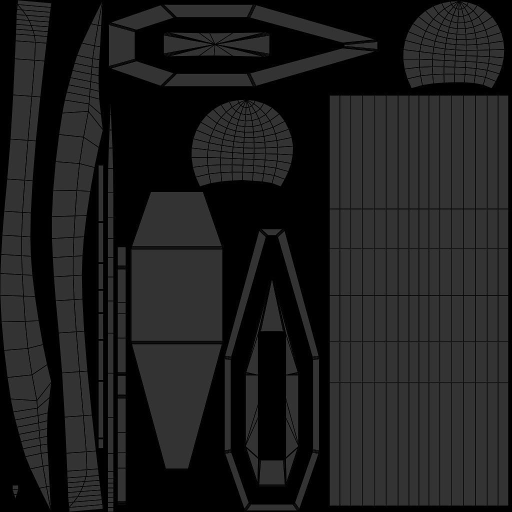 Curved sword 16 Low-poly 3D model_7