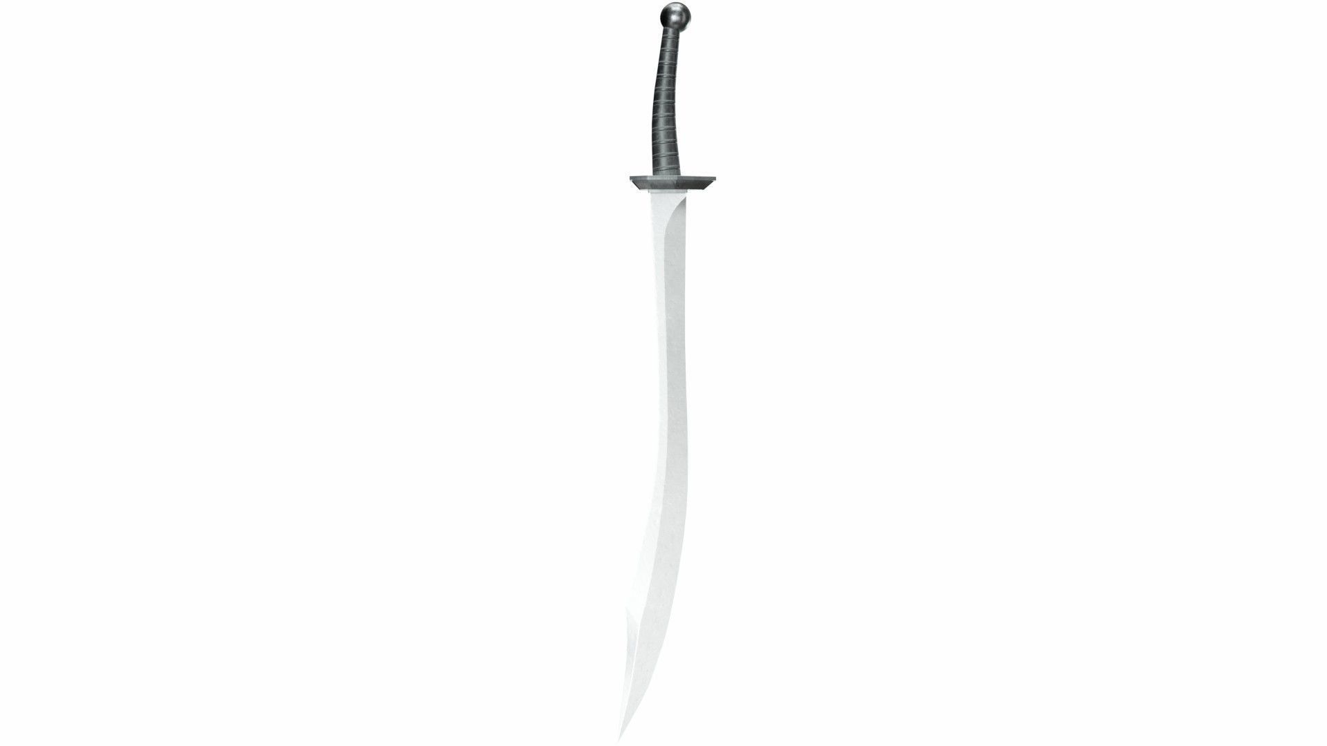 Curved sword 16 Low-poly 3D model_1