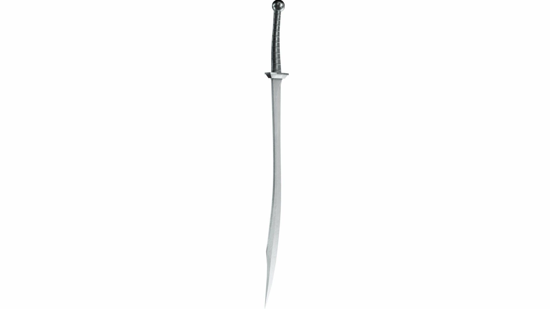 Curved sword 16 Low-poly 3D model_2