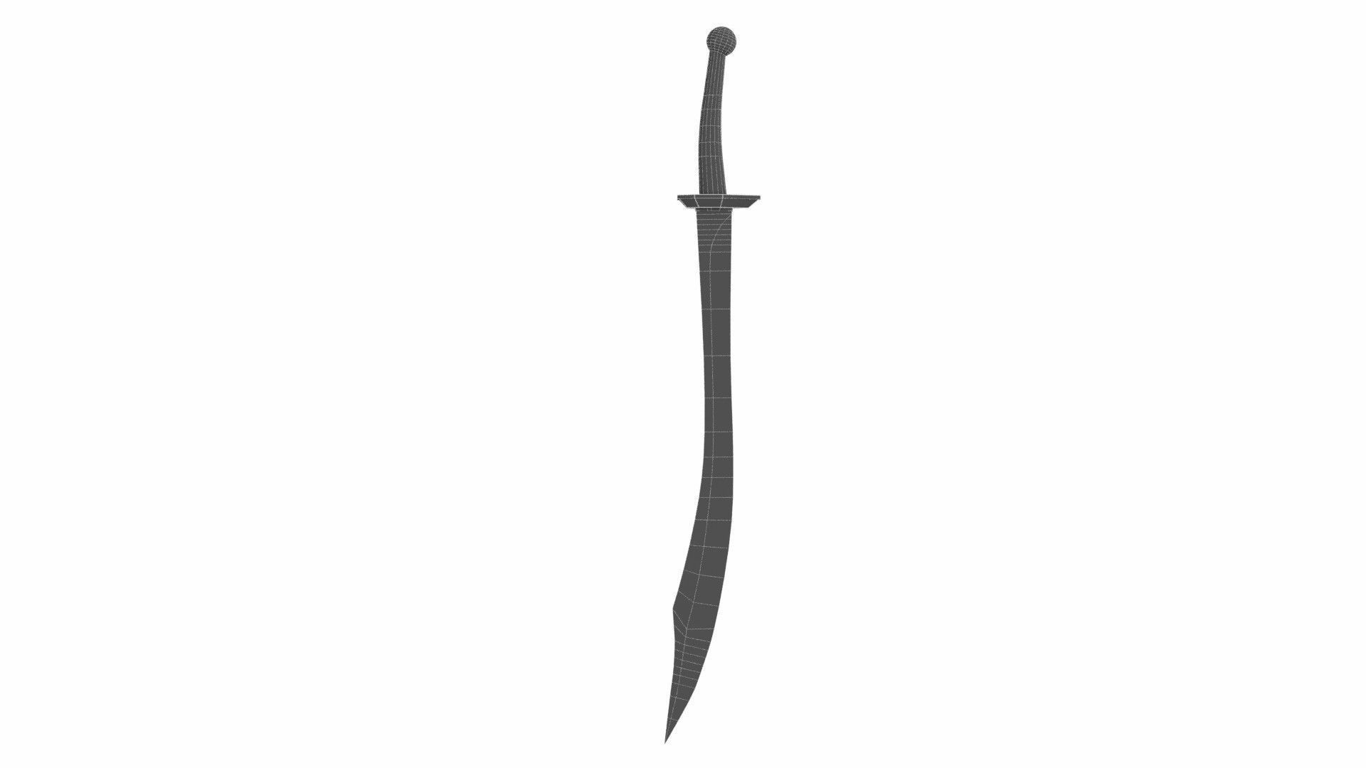 Curved sword 16 Low-poly 3D model_5