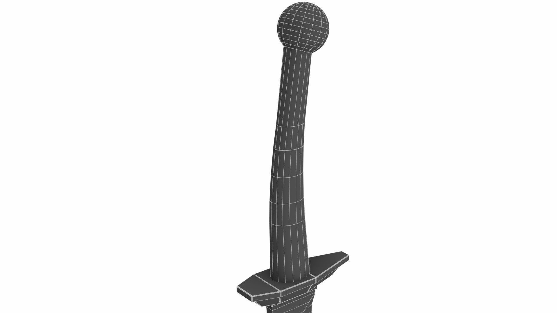 Curved sword 16 Low-poly 3D model_6