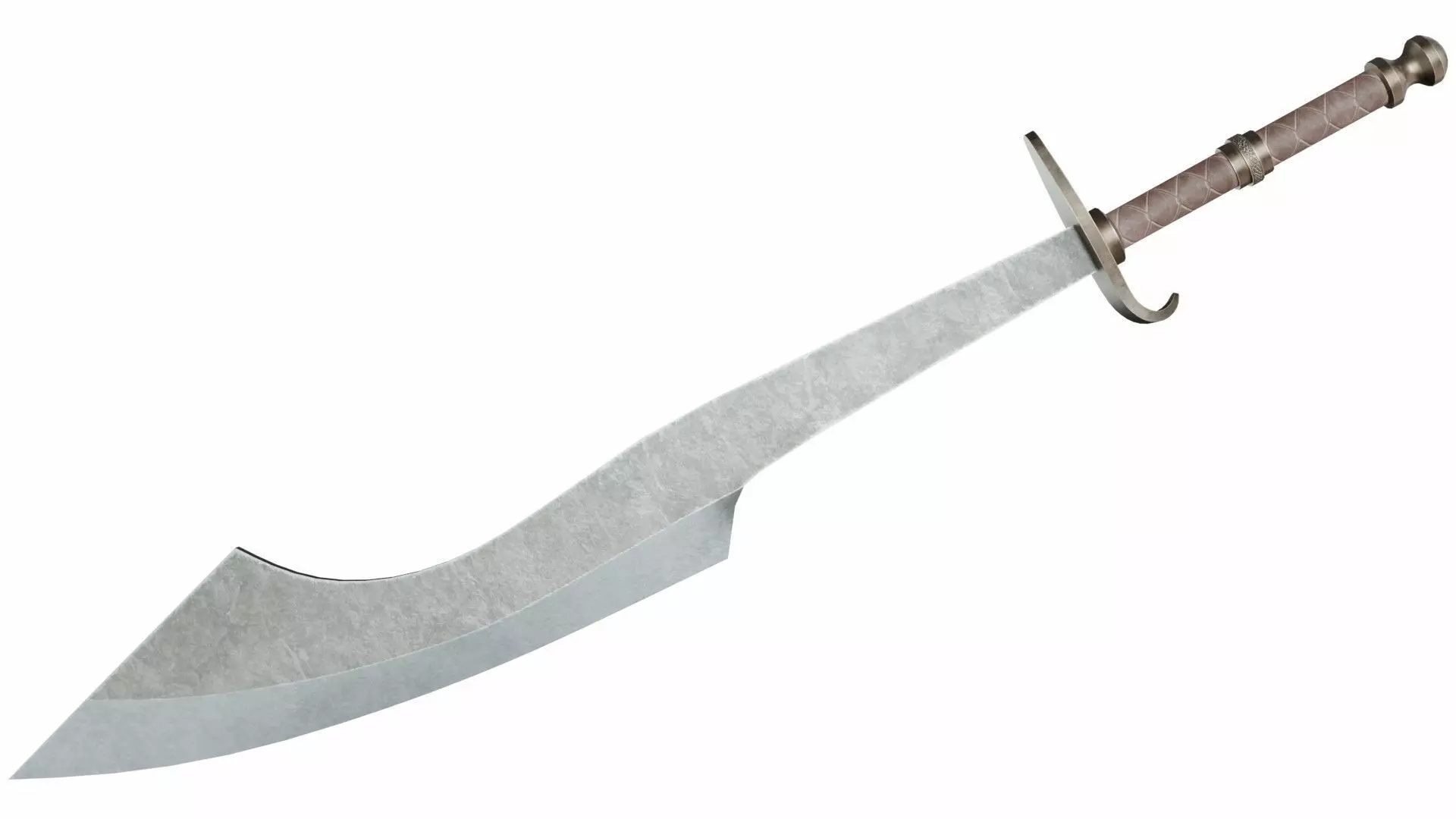 Curved sword 17 Low-poly 3D model_0