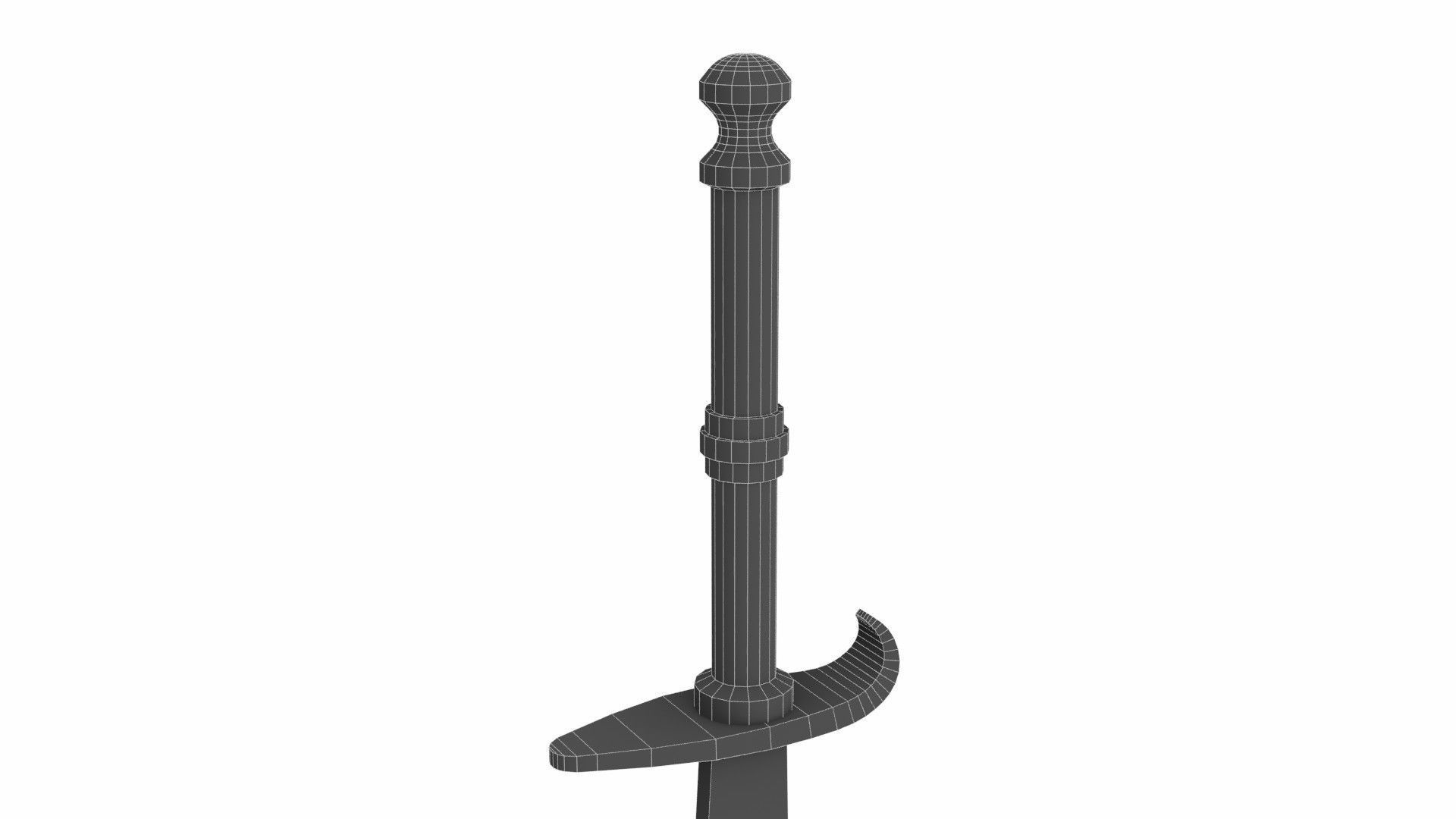 Curved sword 17 Low-poly 3D model_6
