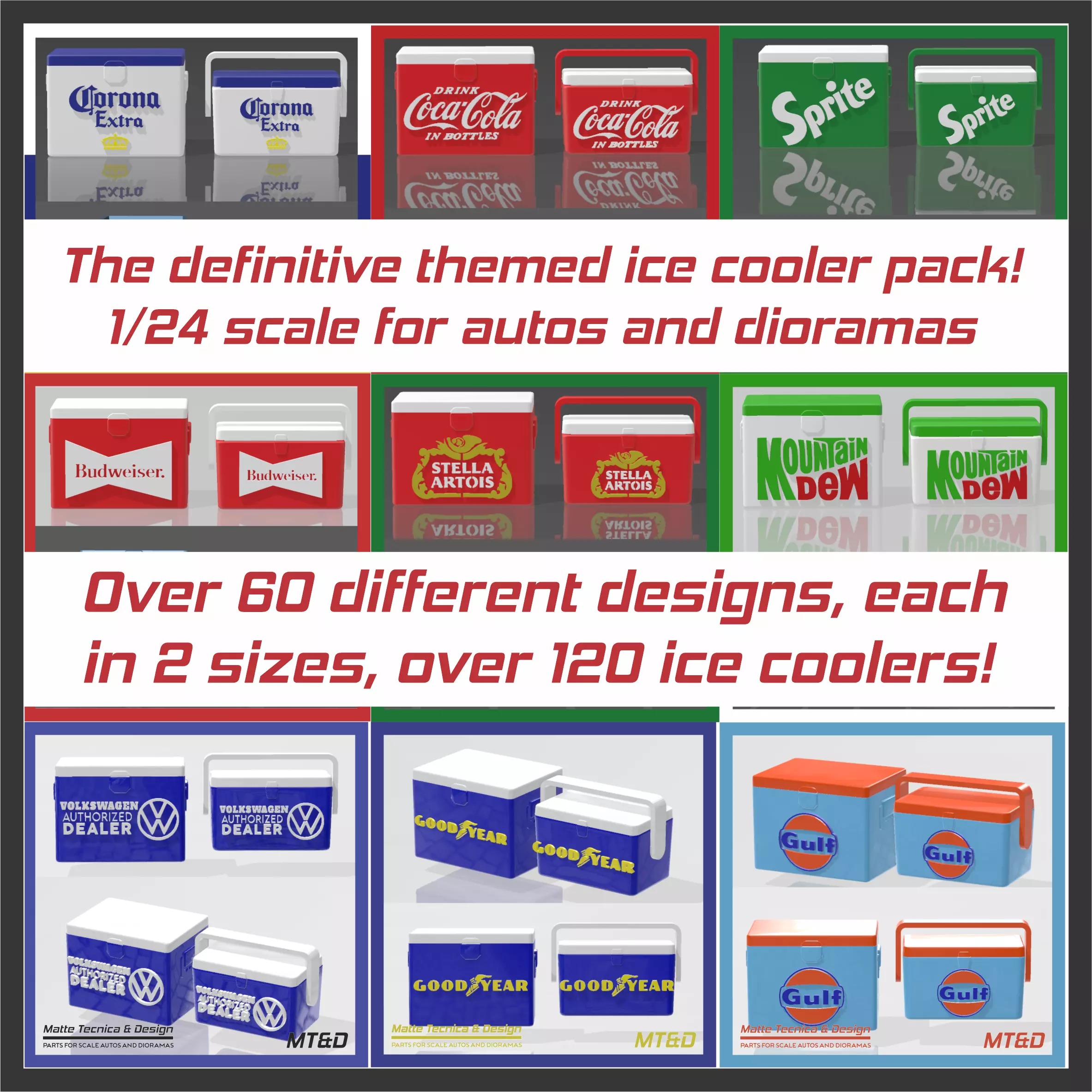PACK OF 120 DIFFERENT ICE COOLERS FOR DIORAMAS AND SCALE CARS 3D print model_0