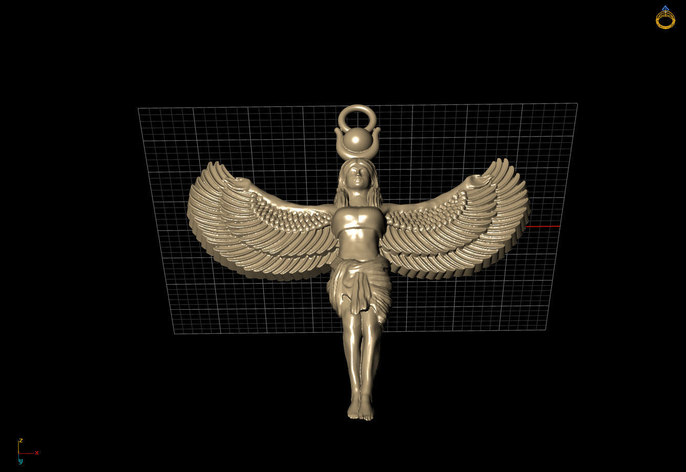 Egyptian Goddess Isis Statue Pendant 3D Model for Jewelry 3D print model_12