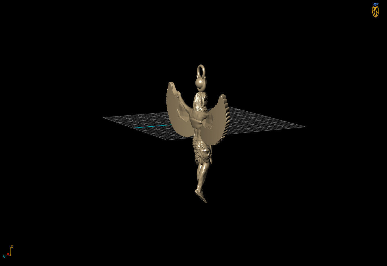 Egyptian Goddess Isis Statue Pendant 3D Model for Jewelry 3D print model_11