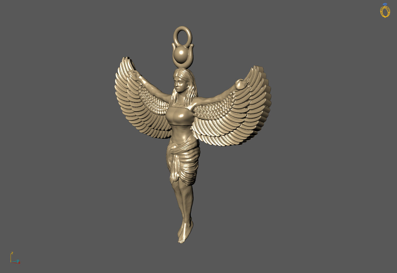 Egyptian Goddess Isis Statue Pendant 3D Model for Jewelry 3D print model_9