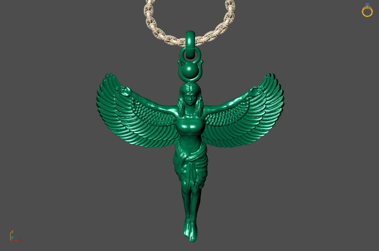 Egyptian Goddess Isis Statue Pendant 3D Model for Jewelry 3D print model_3
