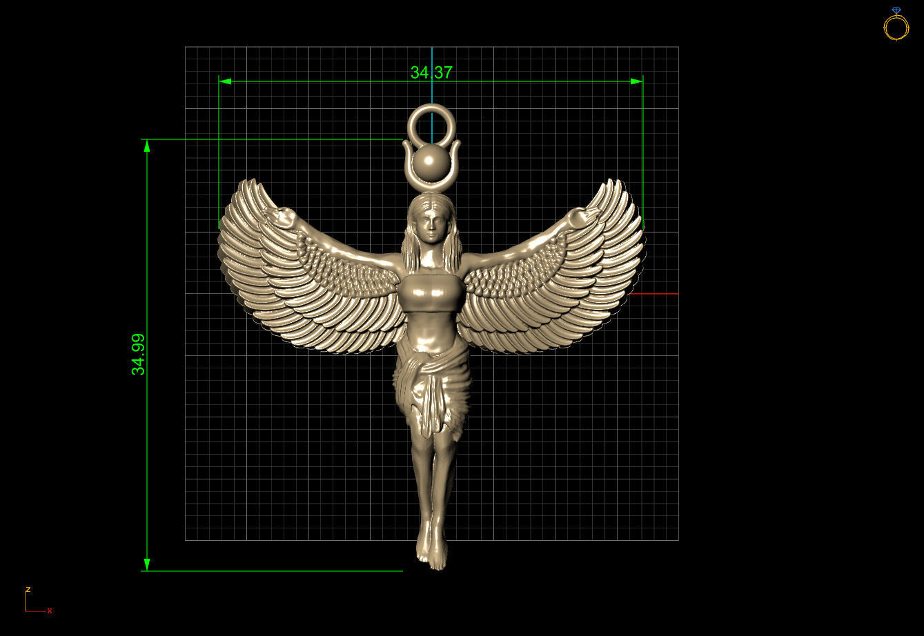 Egyptian Goddess Isis Statue Pendant 3D Model for Jewelry 3D print model_7