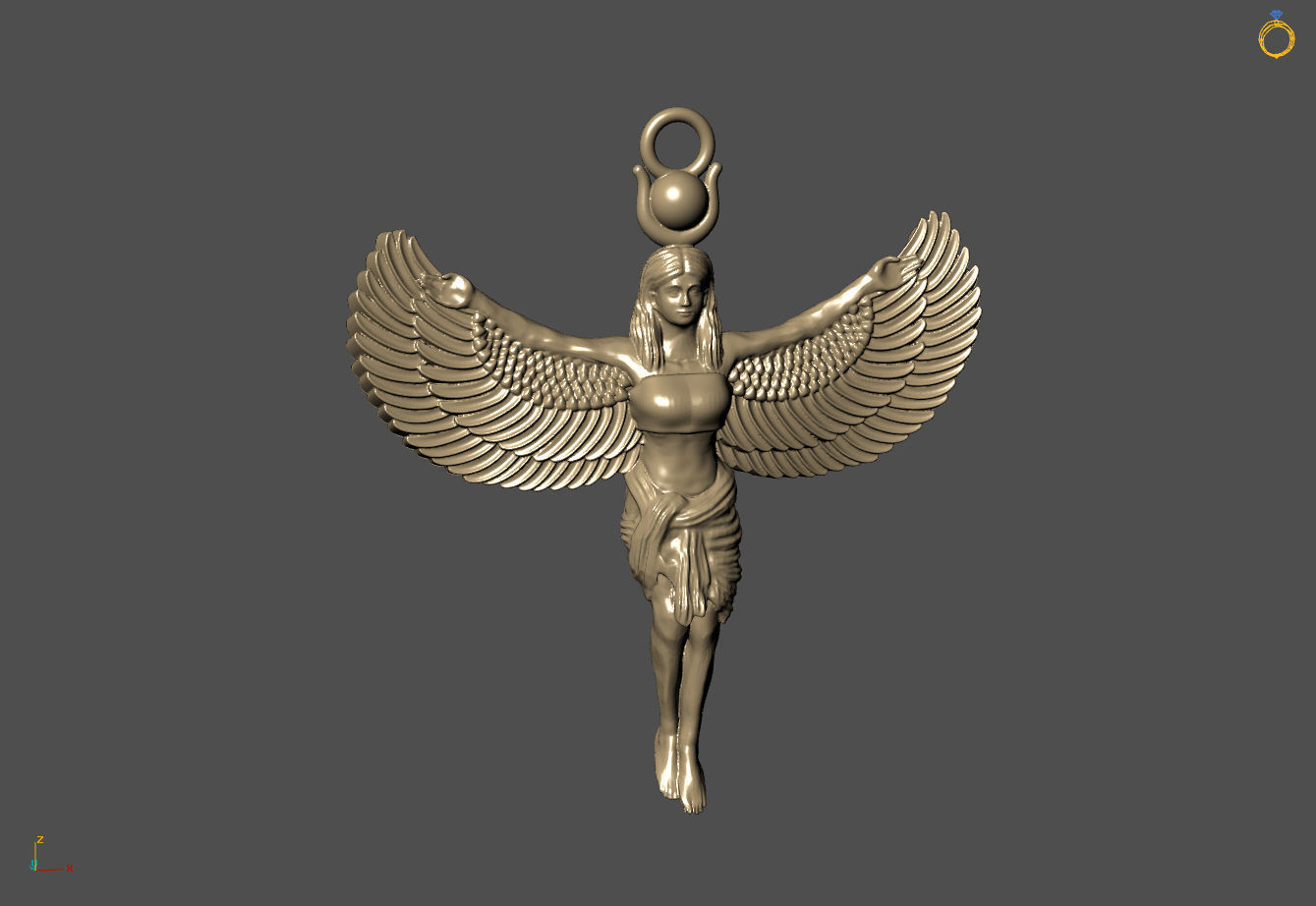Egyptian Goddess Isis Statue Pendant 3D Model for Jewelry 3D print model_8
