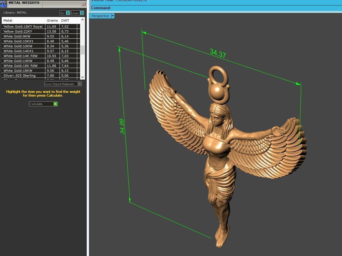 Egyptian Goddess Isis Statue Pendant 3D Model for Jewelry 3D print model_17