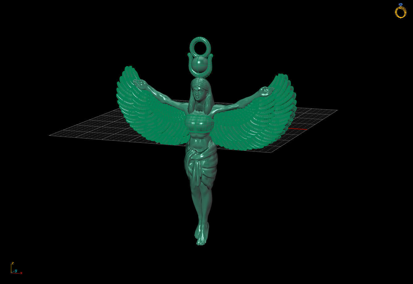 Egyptian Goddess Isis Statue Pendant 3D Model for Jewelry 3D print model_16