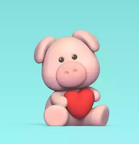 Pig Holding Heart