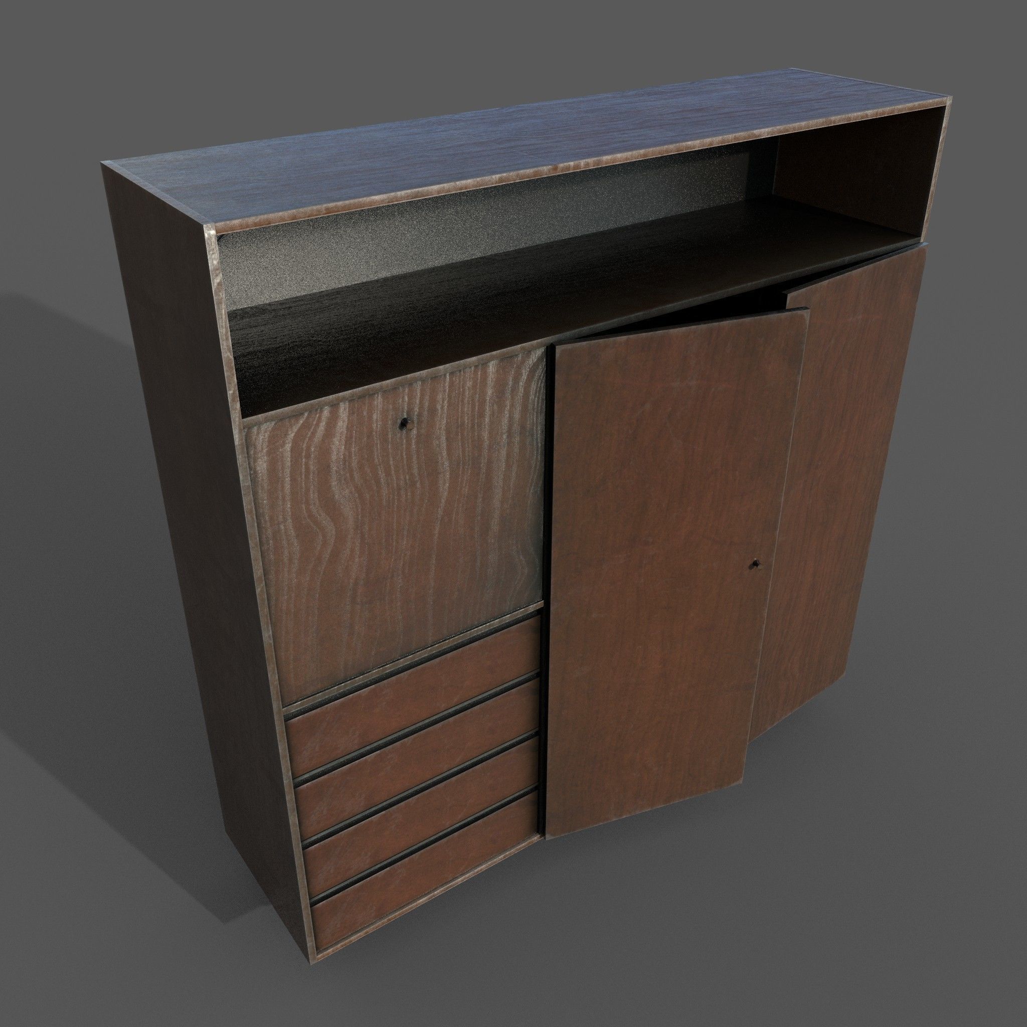 Old dirt closet Low-poly 3D model_4