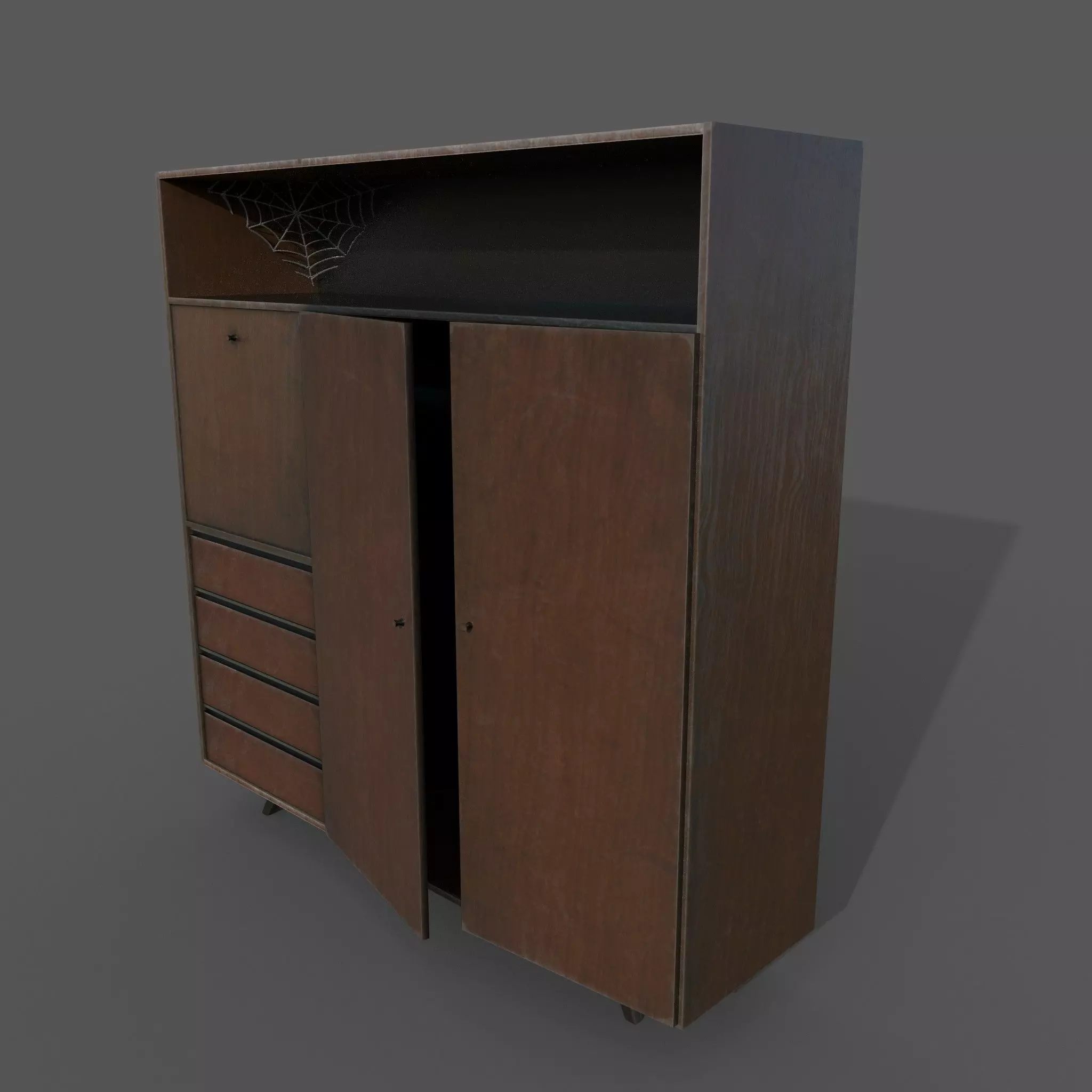 Old dirt closet Low-poly 3D model_0