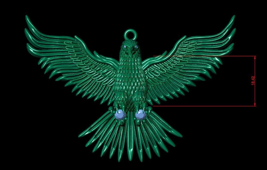 Eagle Pendant 3D print model_14