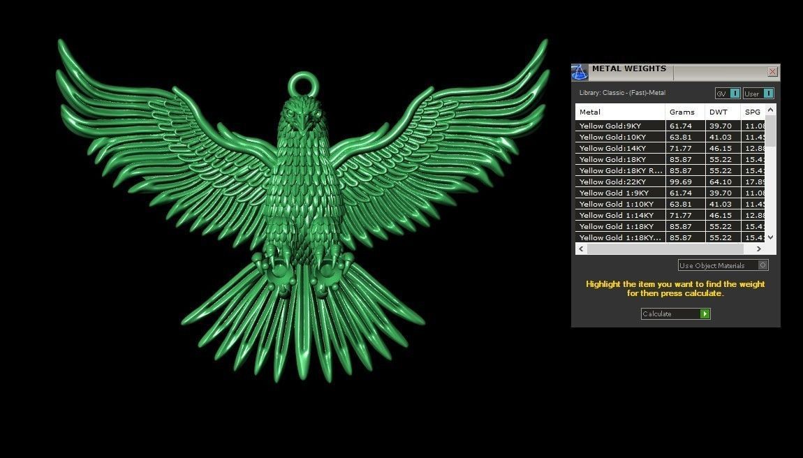 Eagle Pendant 3D print model_22