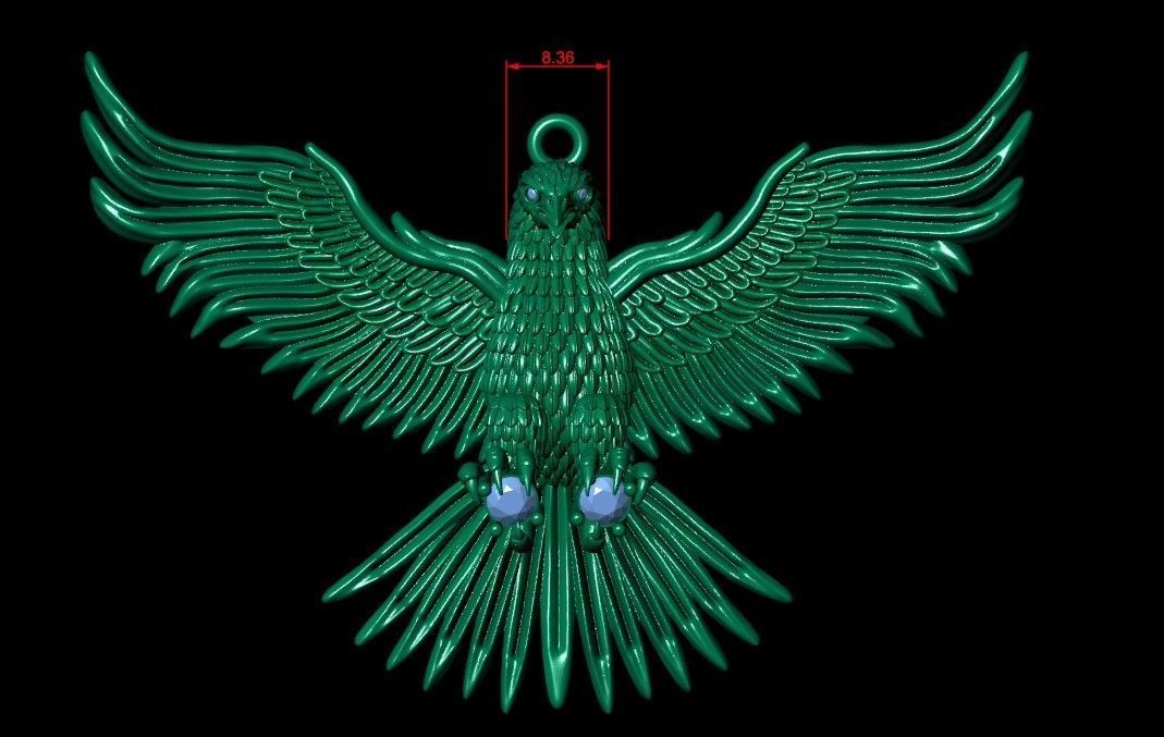 Eagle Pendant 3D print model_15