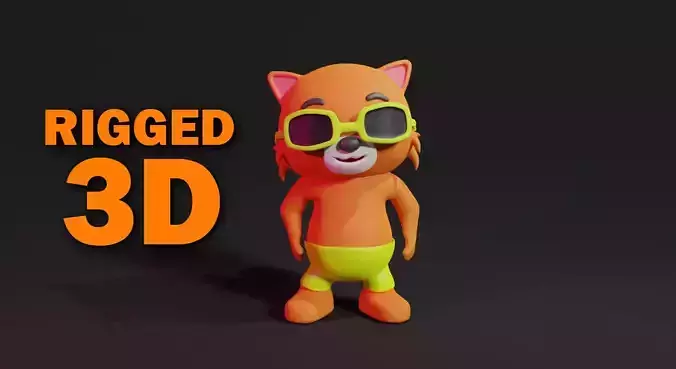 3D Cat Mascot Rigged Model ready to animate