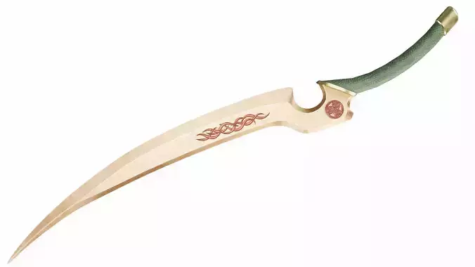 Short curved sword  Low-poly 3D model