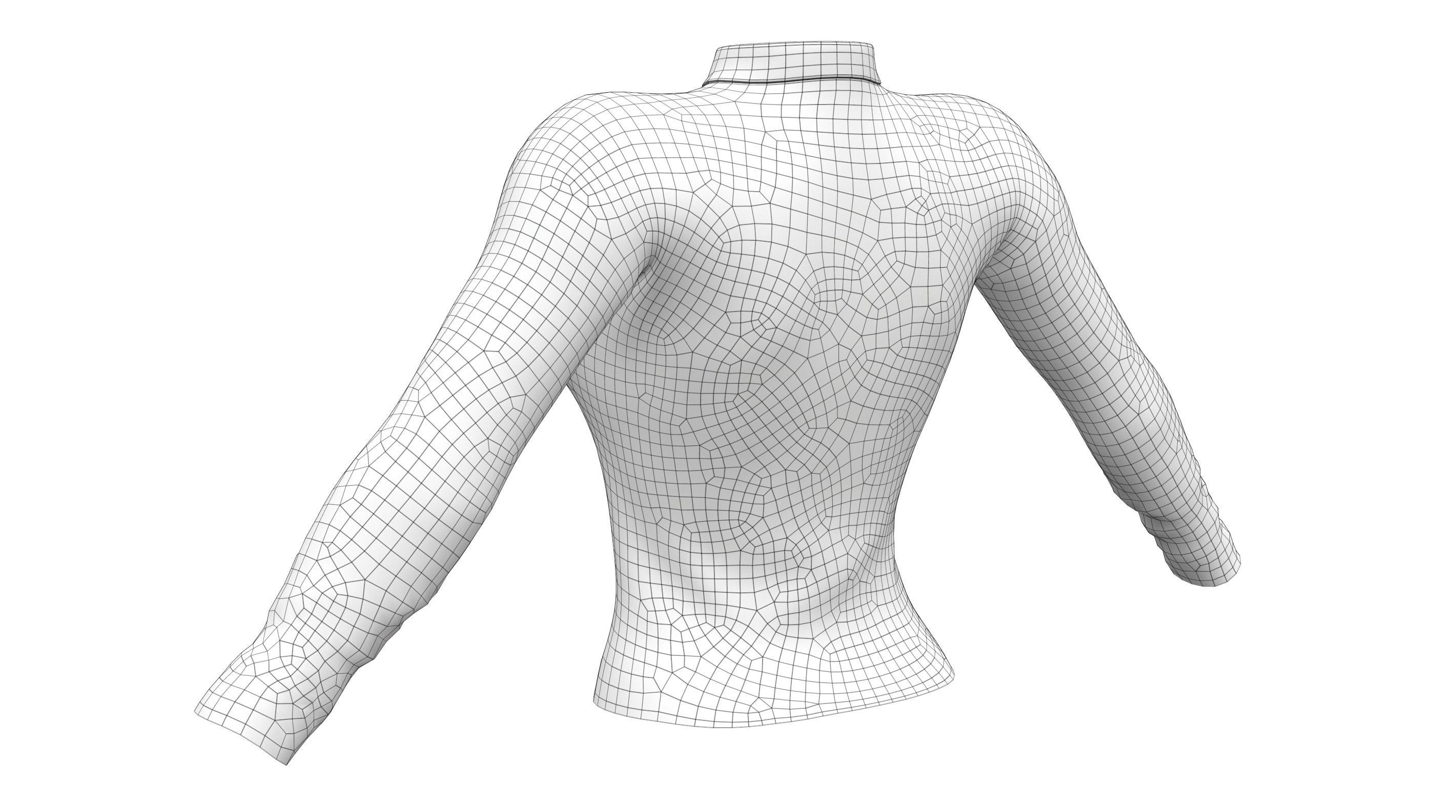 Cute Long Sleeves Striped Winter T-Shirt Low-poly 3D model_7