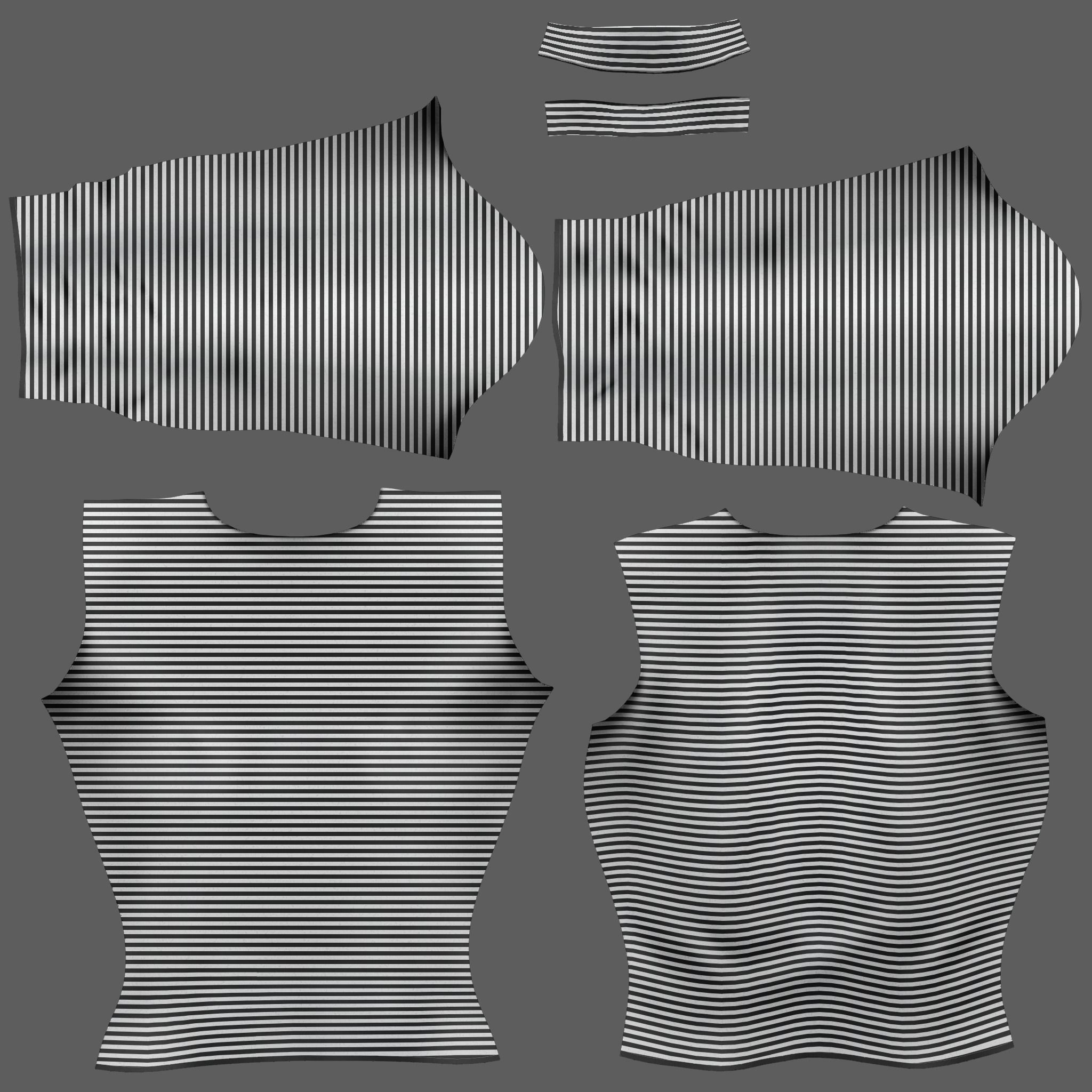 Cute Long Sleeves Striped Winter T-Shirt Low-poly 3D model_9