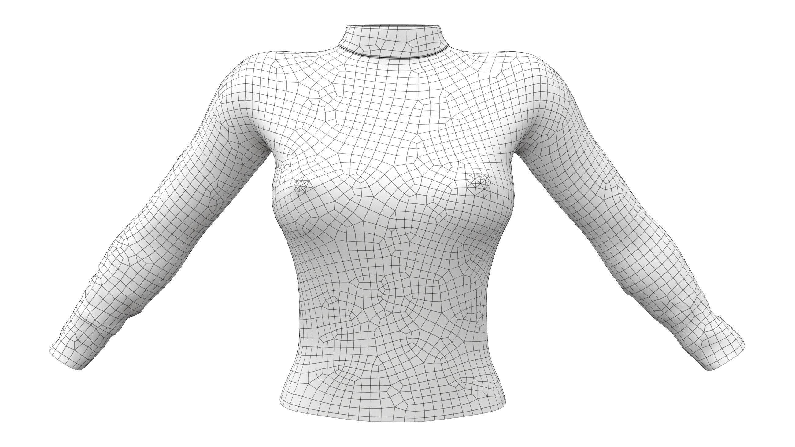 Cute Long Sleeves Striped Winter T-Shirt Low-poly 3D model_6