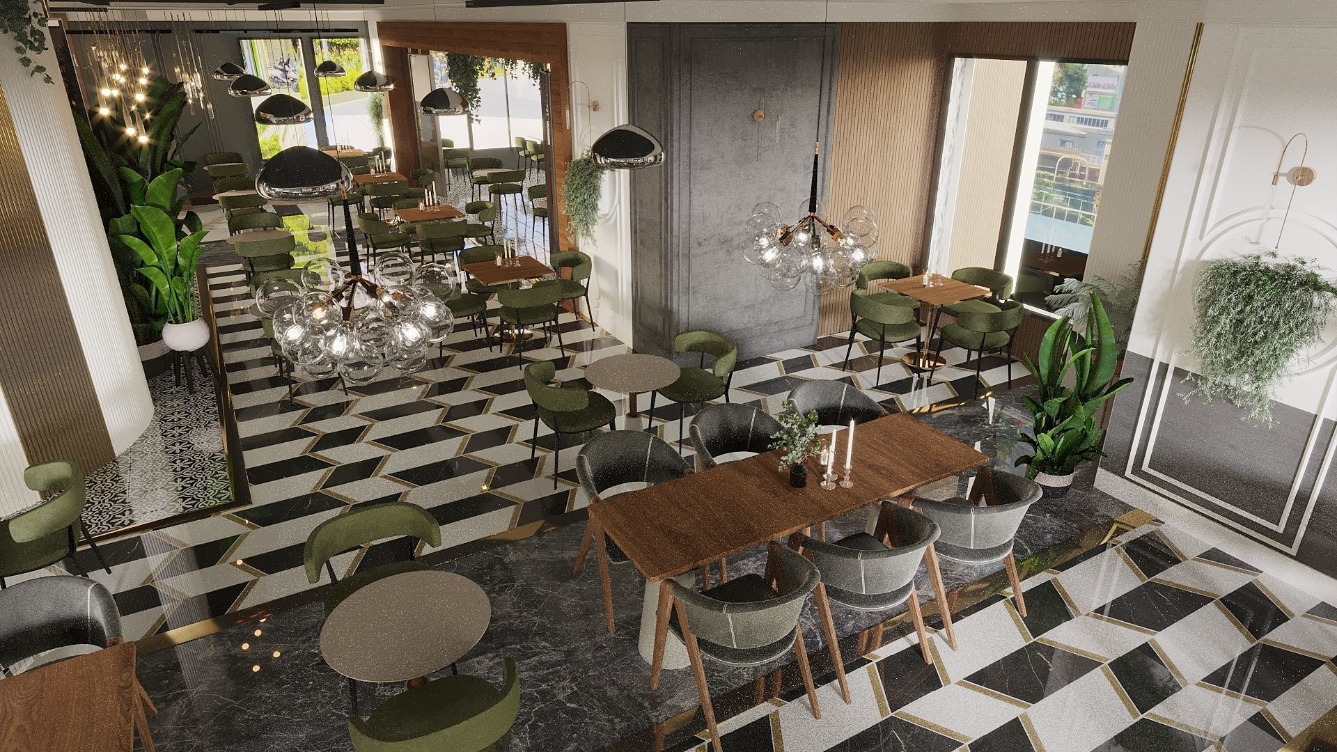 Restaurant And Out Door Caffe  Low-poly 3D model_21