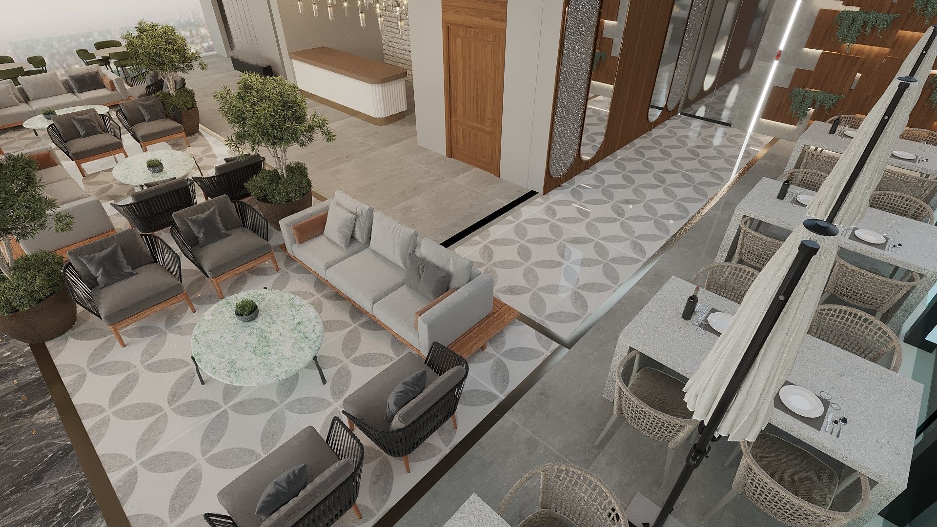 Restaurant And Out Door Caffe  Low-poly 3D model_5