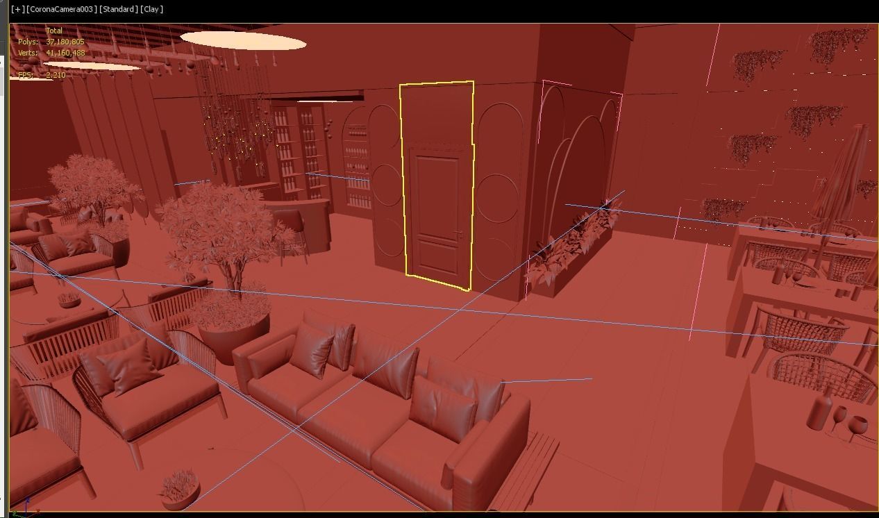 Restaurant And Out Door Caffe  Low-poly 3D model_22