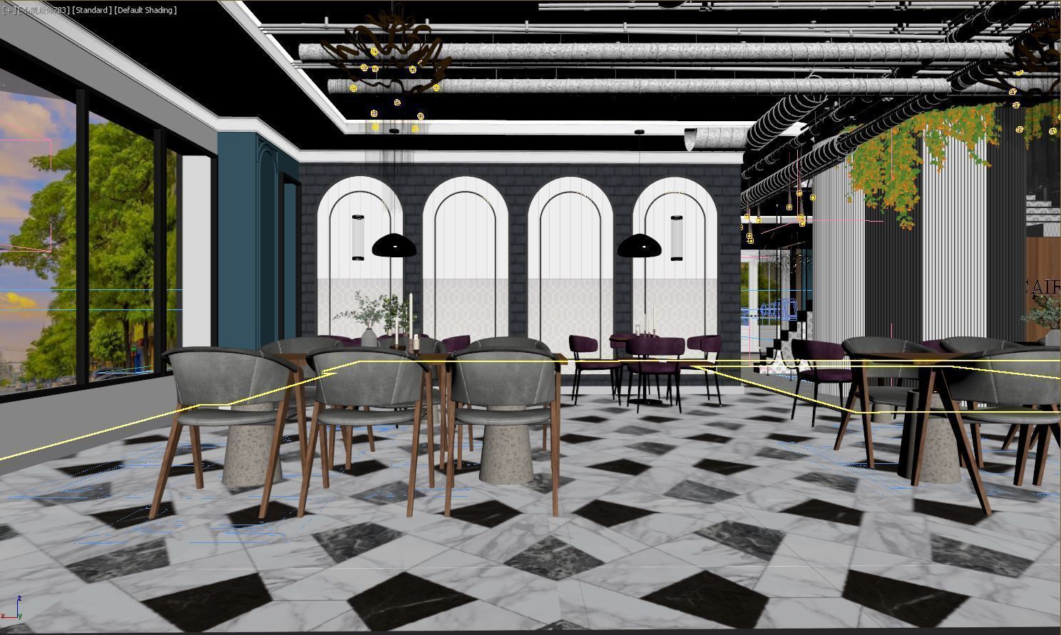 Restaurant And Out Door Caffe  Low-poly 3D model_18