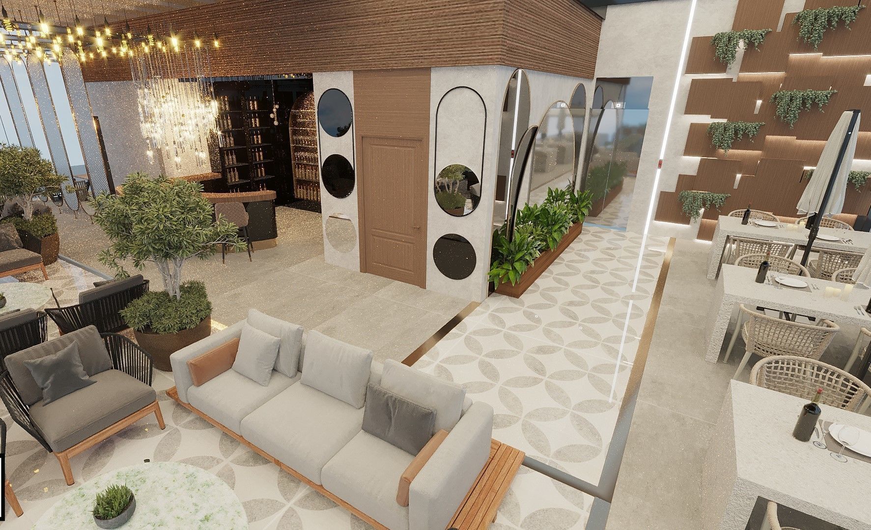 Restaurant And Out Door Caffe  Low-poly 3D model_14