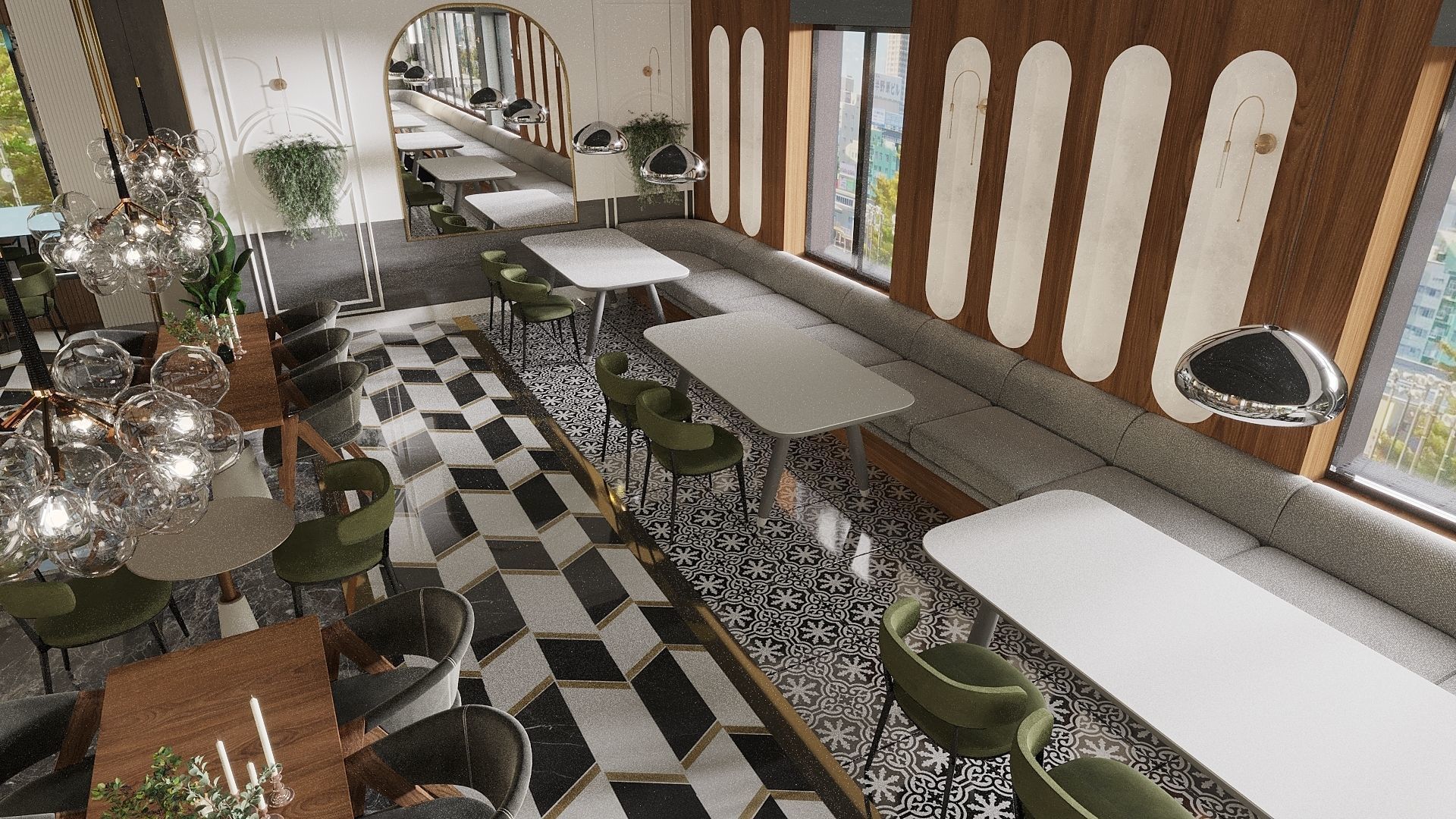 Restaurant And Out Door Caffe  Low-poly 3D model_20