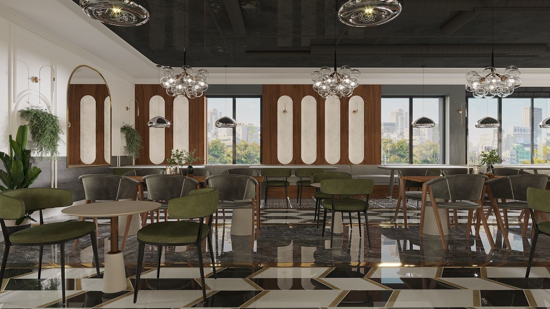 Restaurant And Out Door Caffe  Low-poly 3D model_16