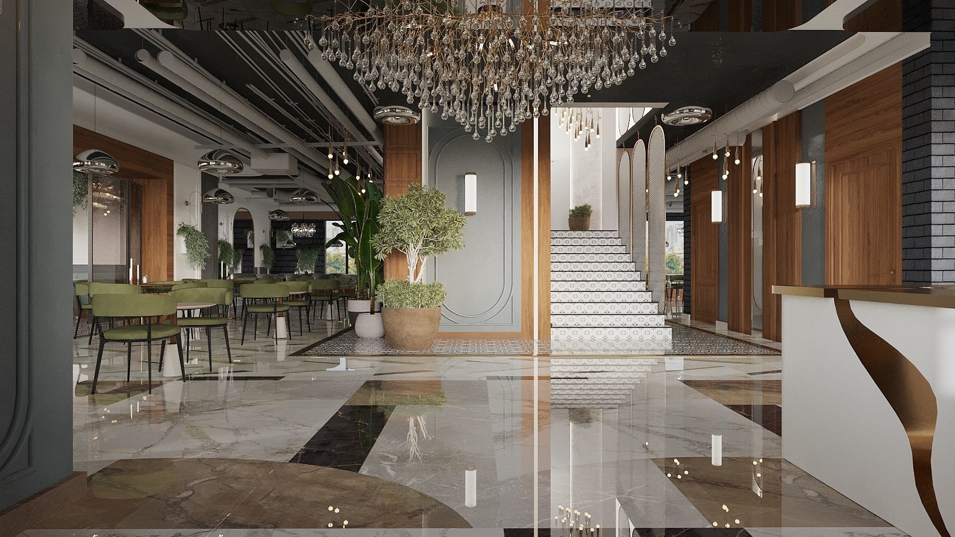 Restaurant And Out Door Caffe  Low-poly 3D model_1