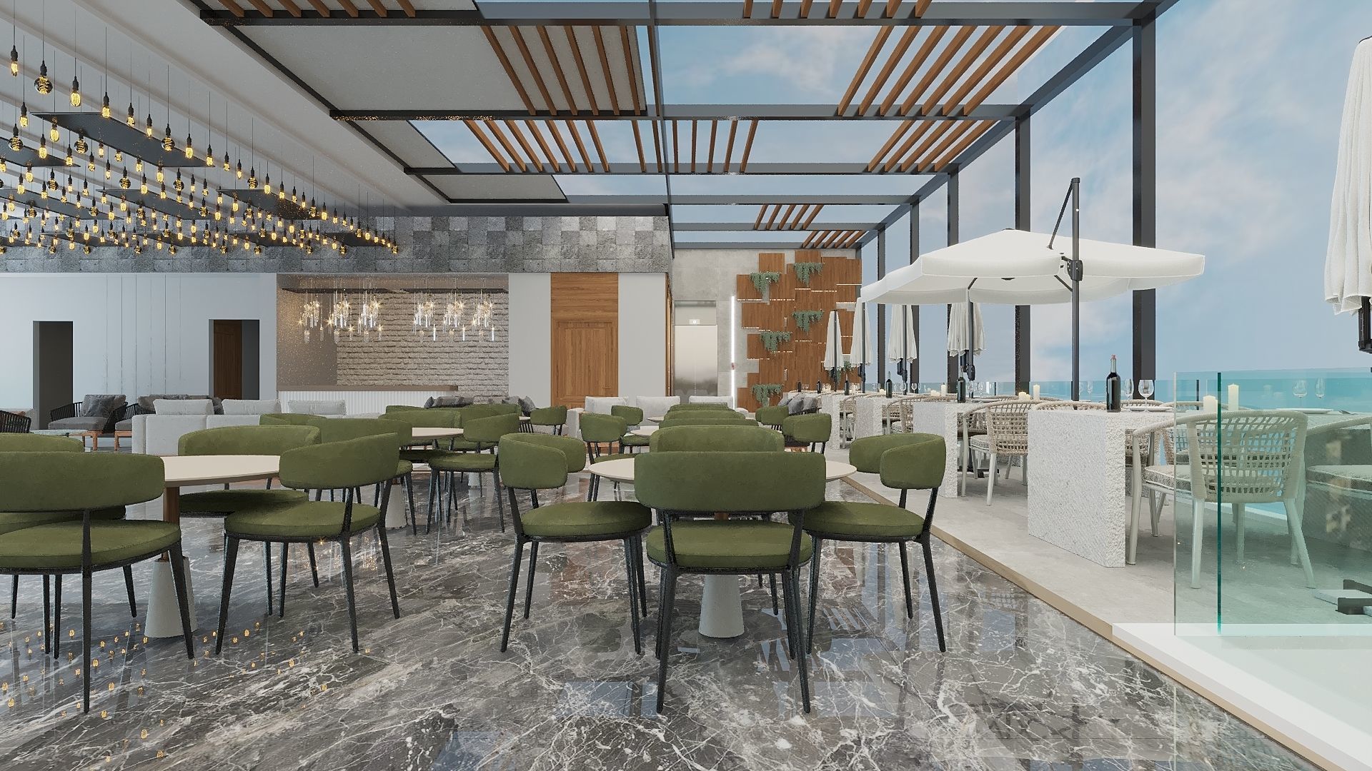 Restaurant And Out Door Caffe  Low-poly 3D model_3