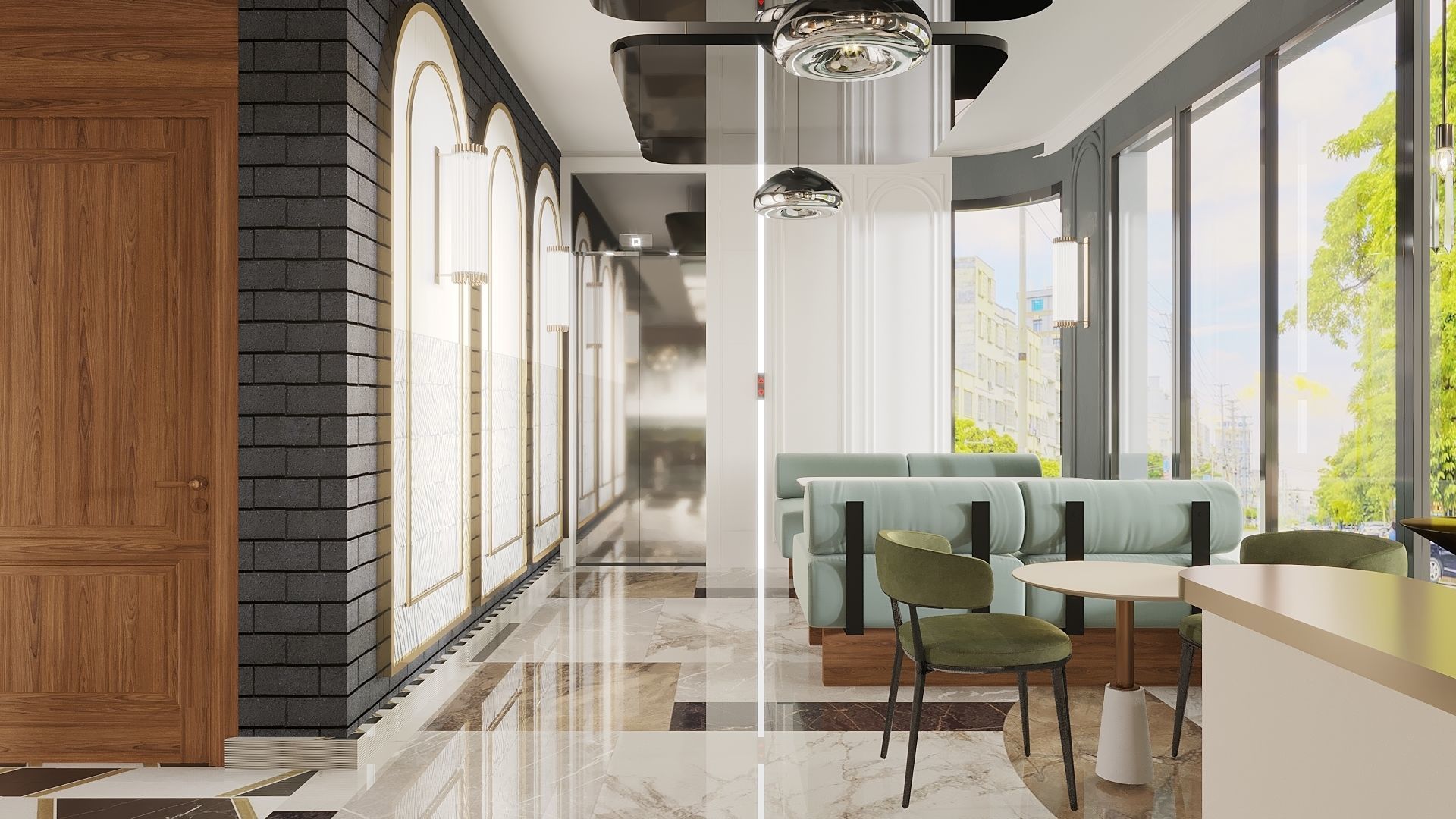 Restaurant And Out Door Caffe  Low-poly 3D model_17