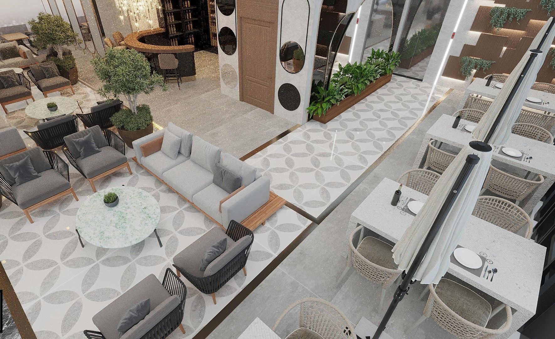 Restaurant And Out Door Caffe  Low-poly 3D model_8