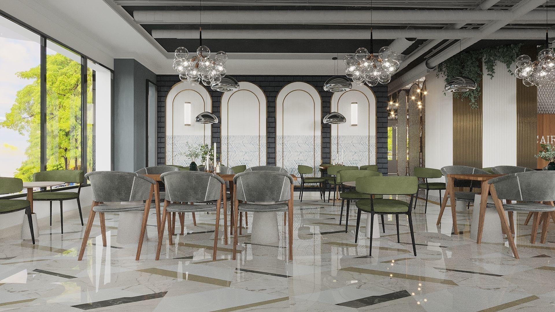 Restaurant And Out Door Caffe  Low-poly 3D model_2