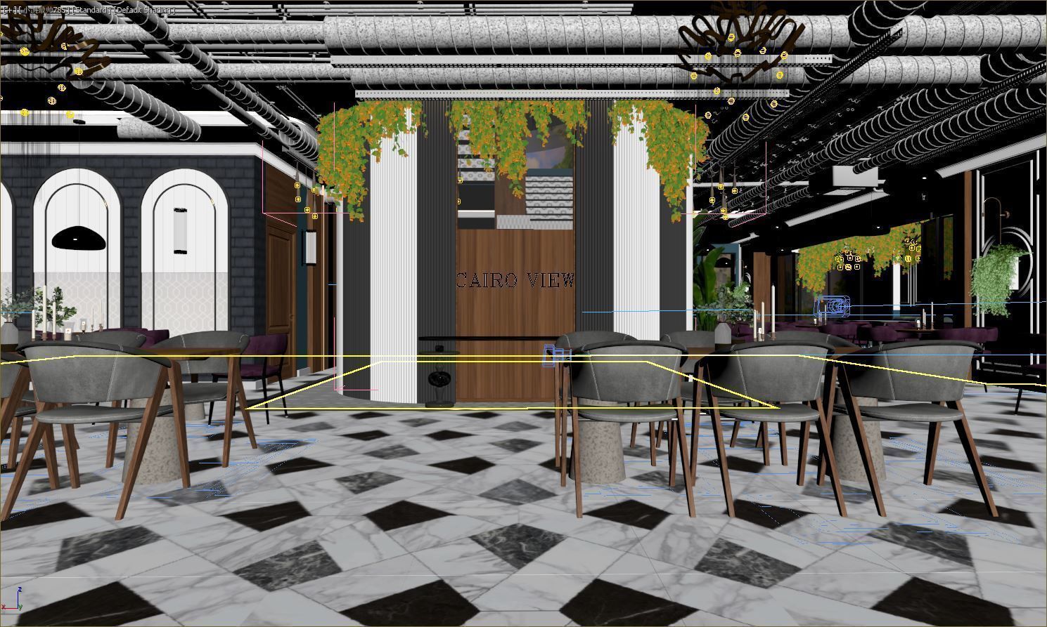 Restaurant And Out Door Caffe  Low-poly 3D model_19