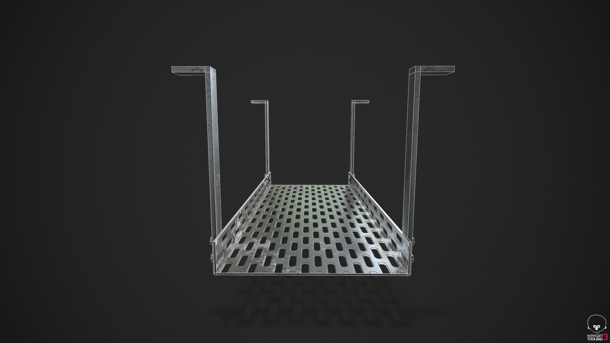 Modular Overhead Industrial Cable Tray Low-poly 3D model_3
