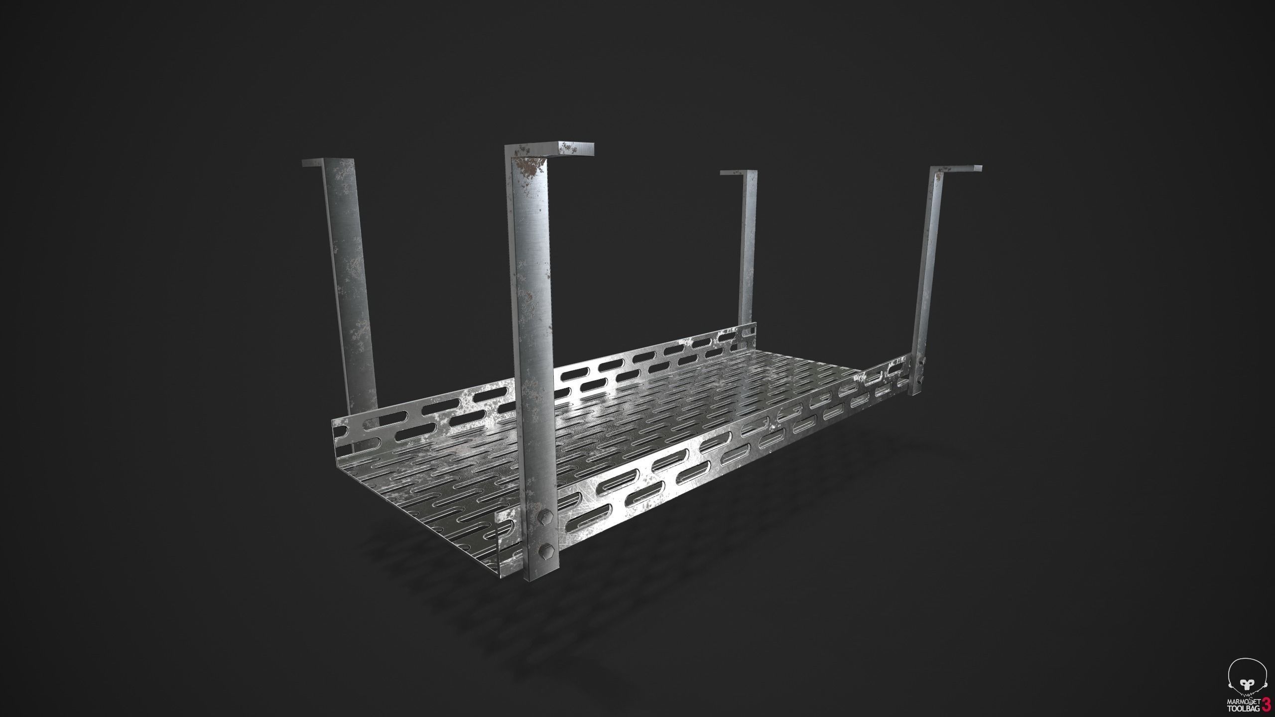 Modular Overhead Industrial Cable Tray Low-poly 3D model_5