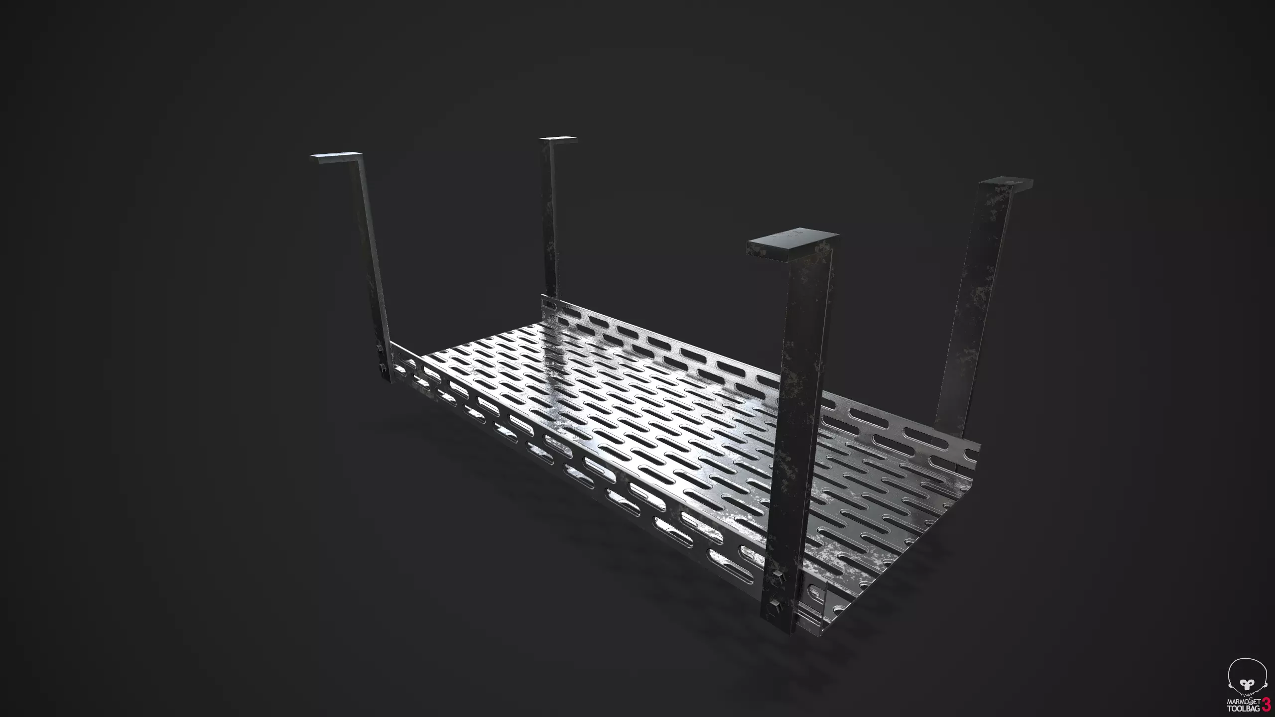 Modular Overhead Industrial Cable Tray Low-poly 3D model_0