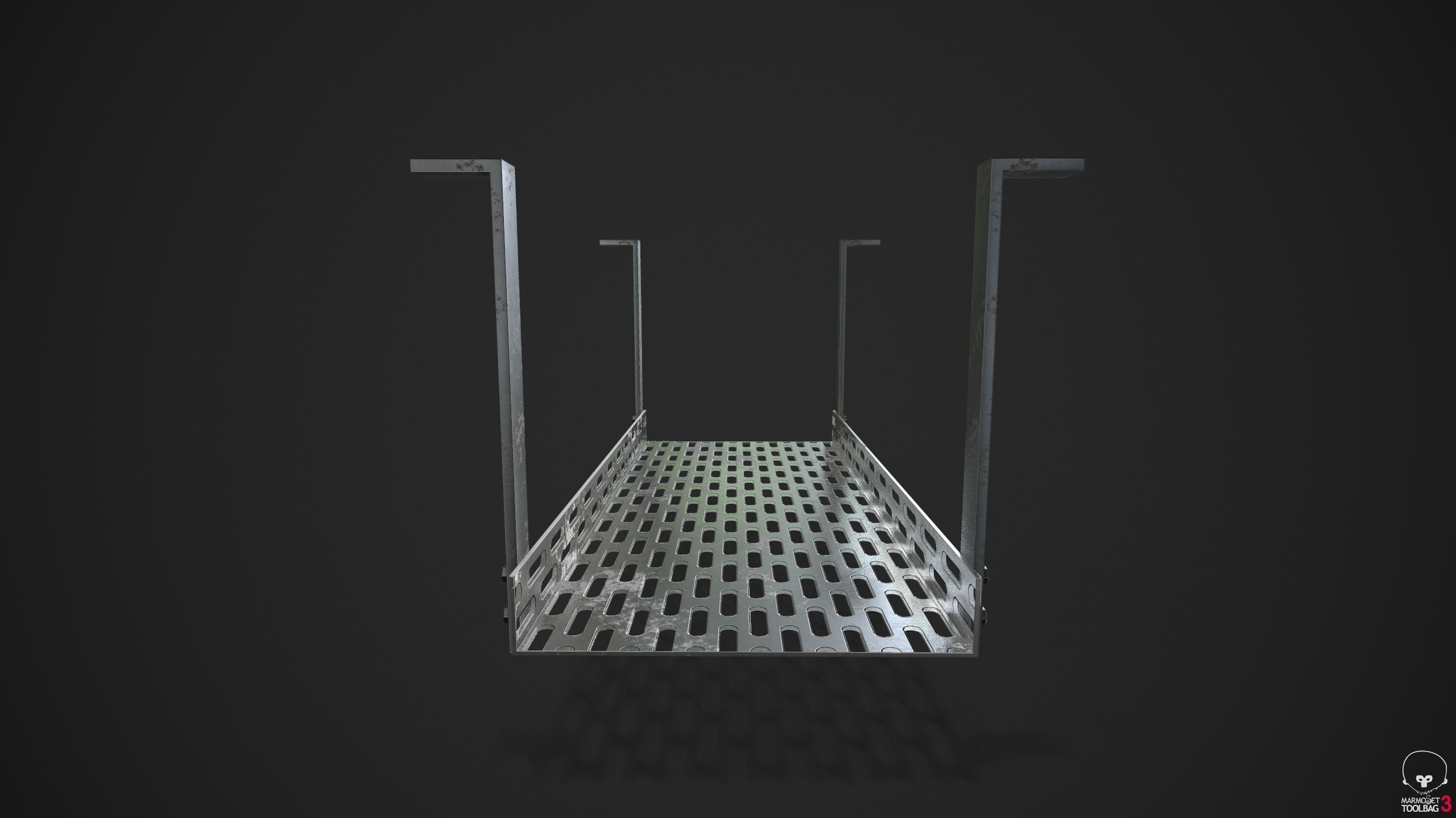 Modular Overhead Industrial Cable Tray Low-poly 3D model_2