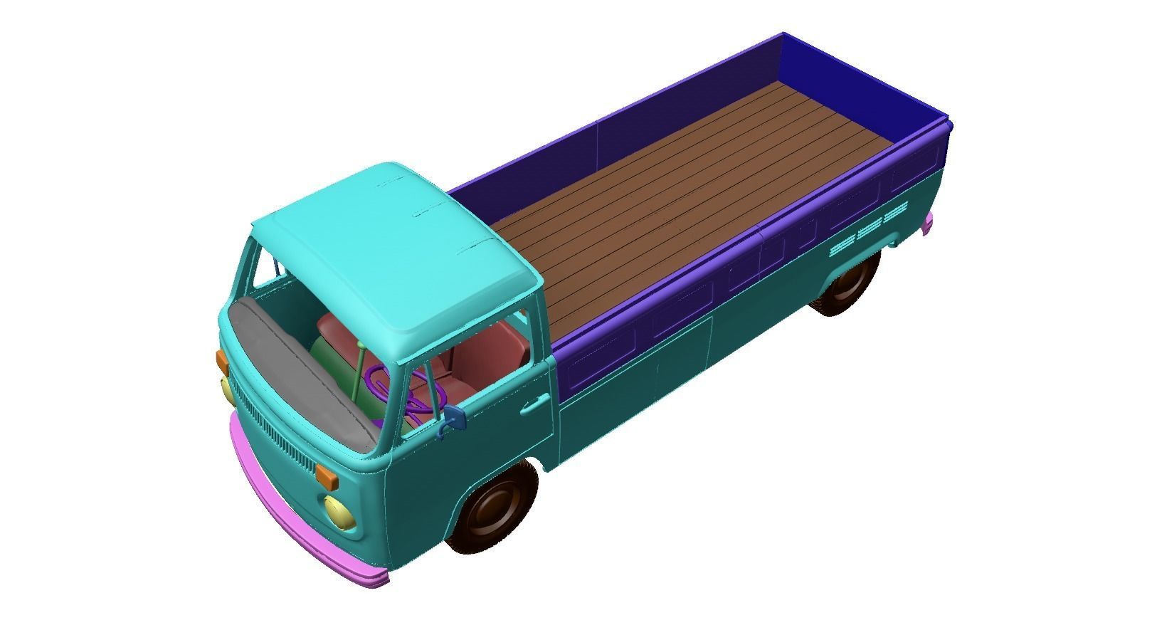 Volkswagen T2 Kemperink Special Pickup 1976 3D print model_13